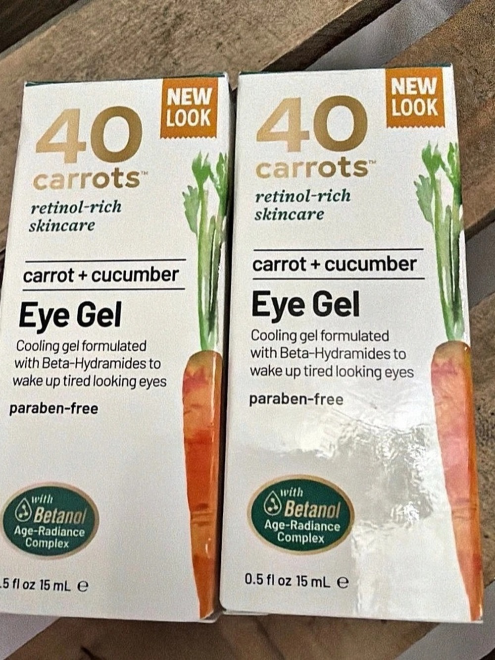 (2) 40 Carrots Carrot + Cucumber Eye Gel Retinol-Rich Eye Gel 0.5 oz